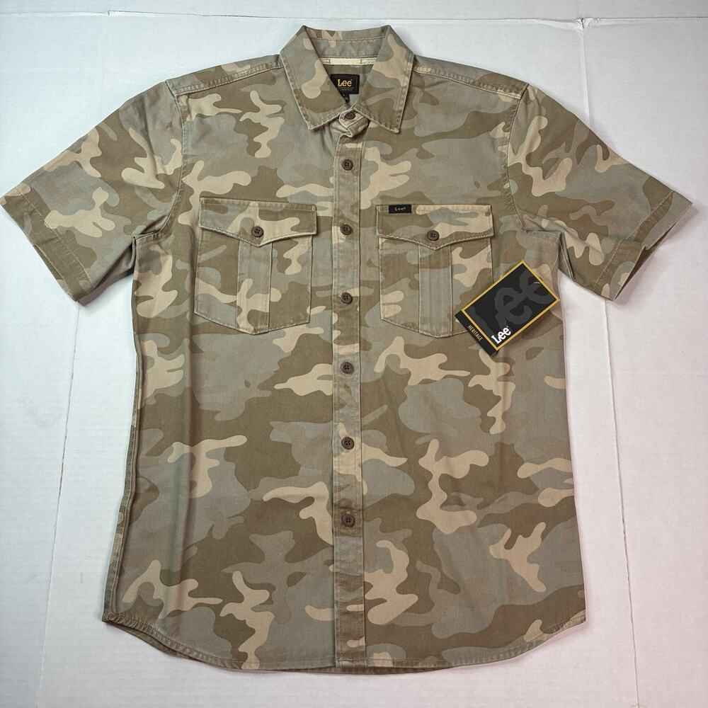 Lee Men's Heritage Short Sleeve Surplus Shirt Size S Small Desert Camo Cotton
